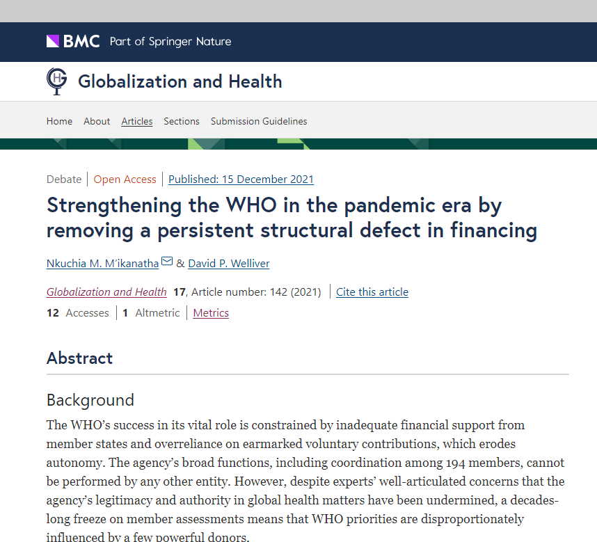 Strengthening the WHO